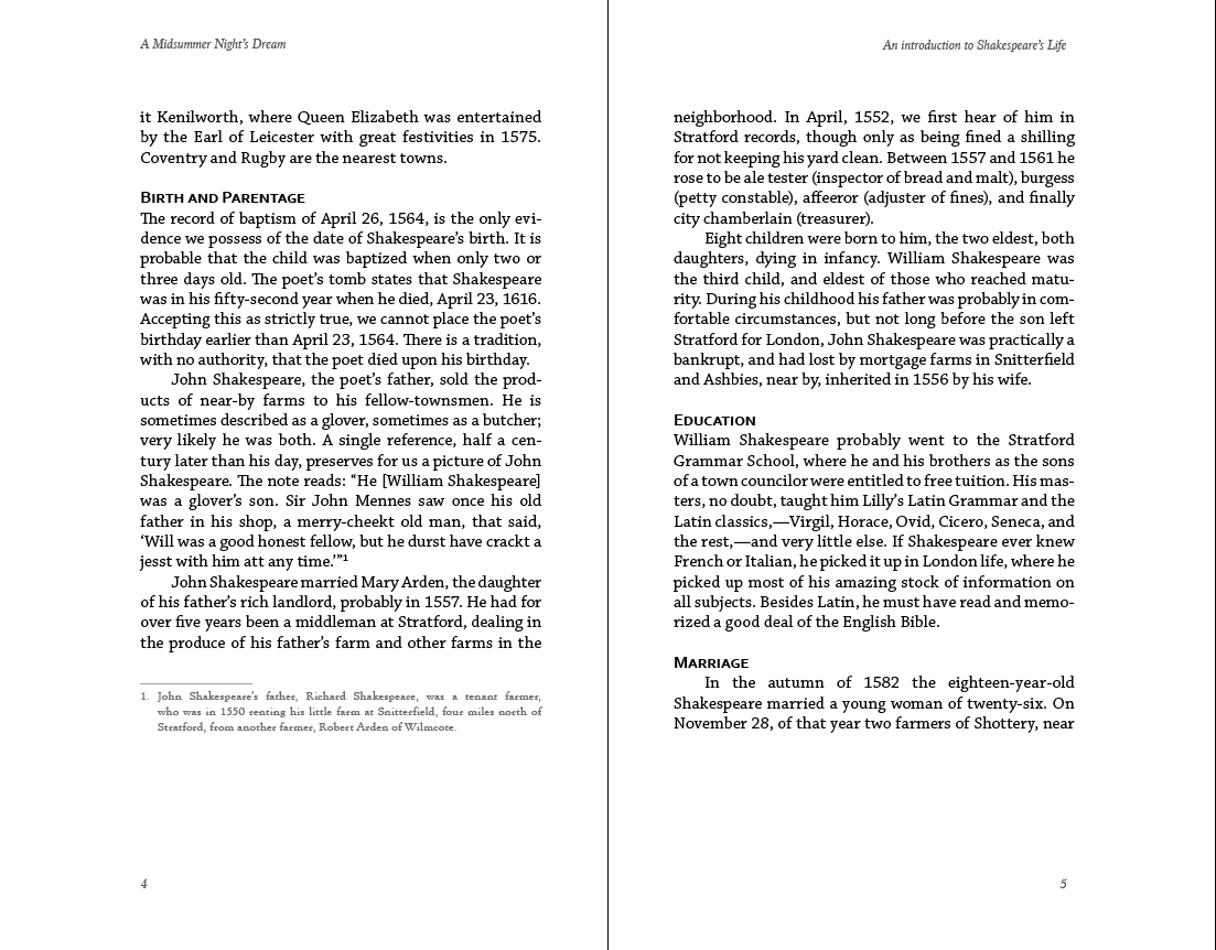 Footnotes printed at the bottom of a page in a physical book
